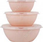 Миска с крышк, Н-Р 3шт,персик, кругл 2+3+5л (10)