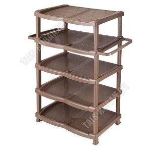 Этажерка д/обуви 5-ти ярус, серо-корич.(46,5х33 h78см) д/зонта,трости, Эльф (4)