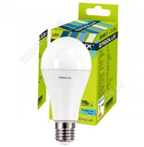 Ergolux-ЛОН E27 20Вт,дневн.6500К,светов.поток 1940Лм (аналог 190Вт обыч.лампы) h134 d65мм (10)