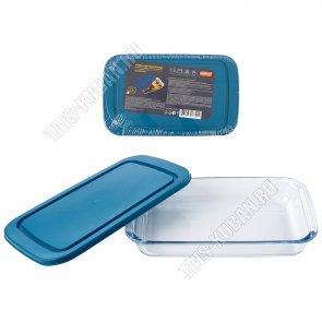 Форма д/запекания прямоугольная 2,2л 34,6х20,4 h5,2см с пластиковой крышкой 