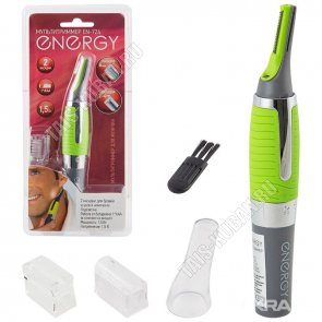 Триммер д/носа,ушей и бровей, нержав.лезвие,подсвет,защит.копачок, щетка д/очист,пит.1*ААA (не в комп-те) зел-сер 