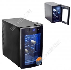 Винный шкаф (холодильник) для 8 бутылок по 750мл, 65Вт, 21л, черный (1) 