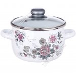 Весенний романс/Арабские цветы Кастрюля белый (сфера) 2,0л,инд дно,стекл.крыш,пласт.руч/кноп (8)