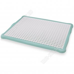 Сушилка д/стаканов,кружек, серо-голуб,прям (44х35 h2см) с поддон (20)