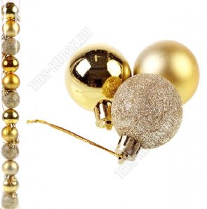Ёлочный шар набор 12шт d5см, золотой 