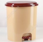 Ведро д/мусора с педал 12л овал, беж/коричневый (8)