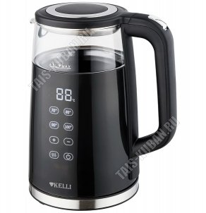 Чайник стекло + пластик 1,8л 2200Вт диск, сенсорное управление, функция поддержания t, автоотключение, защита без воды, вращение корпуса на 360°, цвет черный (12) 