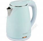 Чайник пластик+нержавеющая сталь 1,8л 1500Вт диск, 2-ная стенка (внутр-нержавеющая сталь),автоотключение, защита без воды,вращение 360°,цвет голубой  (12)