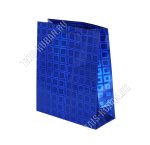 Пакет бумажный,голографический (h21х18см, дно8см) синий (12)