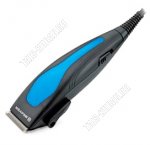 Машинка для стрижки (сеть) 15Вт, 4 насадки  (3-12мм) лезвия сталь, щеточка, масло, цвет черный/синий (20) 