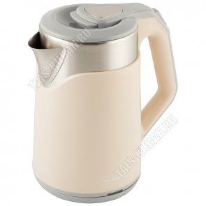 Чайник пластик+нерж. 1,8л 1500Вт диск,2-ная стенка (внутр-нерж.сталь),автооткл,защ.б/воды,сливочн (12) 