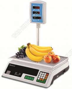 Весы эл.ТОРГОВЫЕ 40кг. делен.5гр, счёт.цены, чаша 24х35см, 3 класс.точности, аккум.6V/4 aH-4V, белый 