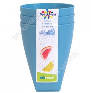 Стакан н-р 3шт, 400мл, сине-серый(12) 