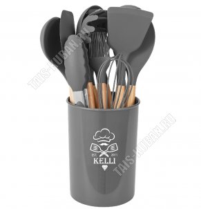 Кухонный н-р 12пр.в стакане d13 h15см,графит пудровый 