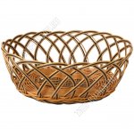 Корзинка/хлебница плетеная, круг.(d25,5 h11см) соломен/коричн (300)