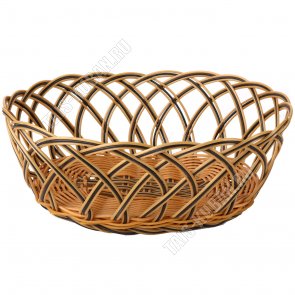 Корзинка/хлебница плетеная, круг.(d25,5 h11см) соломен/коричн (300) 