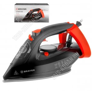 Утюг с керамической подошвой 3100Вт пар 160г/вода 265мл,черный с оранжевым (6) 