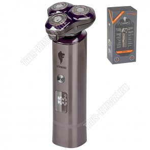 Бритва эл. роторная (аккум) 5Вт на под-ке-зарядка, 800мАч,блок плав.голов+насад(тример),время раб.90мин,LEDдиспл,инд.заряда, 45лезв.нерж.сталь,компл.щеточка,защ.крышка,заряд.от USB,коричневый(12) 