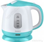 Чайник пластик 1,0л 1100Вт диск,защ.б/воды,бел/бирюза (8)