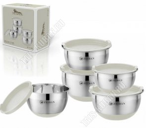 Набор мисок нержавеющая сталь 5шт (1,2/1,5/2,5/3,0/4,2л d16/18/20/22/24см) (6) 