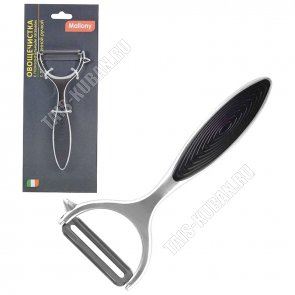 Moderno Овощечистка горизонтальное лезвие 14,5х6,5х0,6см, хромированный сплав цинка, прорезиненная ручка (36) 