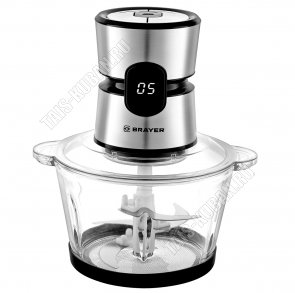 Измельчитель 800Вт 3ск,стекл.чаша 2л,4 нерж.лезвия,LED-дисплей,корпус пласт+нерж,антивибр.ковр,лопатк.в ком-те,чёрный/серебро (12) 