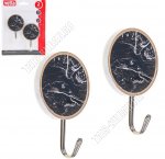 Vetta Крючок самоклеющийся, пластик+металл, н-р 2шт белый мрамор на черном (d6см) круглые (24)