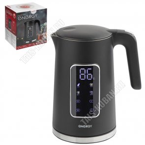 Чайник пластик+нерж 1,7л 1800Вт диск,2-ная стенка (внутри нерж.сталь), 4 t реж, черный (12) 