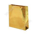 Пакет бумажный,голографический (h27х23см, дно8см) золотой (12)