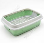 Лоток д/кошек, с сеткой, высок.съемн.борт (L45х34 h14,5см) оливков/серый (7)