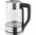 Чайник стекло 1,7л 2200Вт диск, внутренняя подсветка, сенсорное управление, LСD дисплей, 5 режимов t (40/60/80/90/100`), поддержание t, автоотключение, защита без воды, поворот корпуса на 360`, цвет серебро (6)