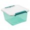 Контейнер квадр,прозр.зелен 0,85л крыш.бел,на 2защ (14х14 h6,5см) (20)
