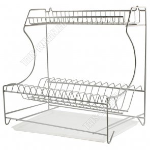 Сушка д/посуды 2-х яр на 15 тар.(40х23см h34см) оцинк,пласт.поддон, настольн./настен. (отгруз.кратн.2шт) 