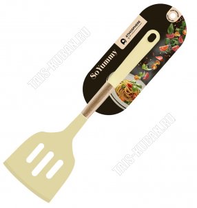 FreshCook Лопатка кулинарная с прорезями (силикон+бамбук) L32х8см (12) 