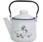 Гуси Чайник бел 1,5л,подвижн.руч,мет.крыш,пласт.руч/кнопк,син.обод (8)