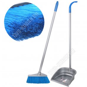 Набор Совок 24х22см +Щётка L24см,ворс h8см,складн.вертикал.руч.h72см,сер/син 