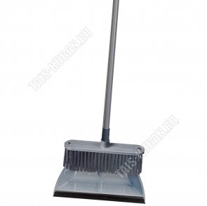 Набор Совок мягк.кром 25х19,5см +Щётка L17см,ворс 7см,вертикал.ручка h89см,серый Homver (12) 