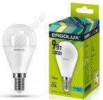 Ergolux-Шар E14 9Вт,холодн.4500К,светов.поток 720Лм (аналог 70Вт обыч.лампы) h92мм d45мм. (10)