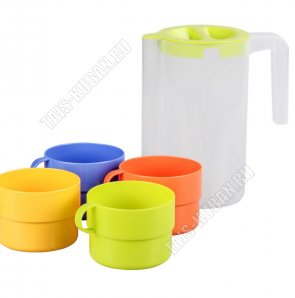 Набор 5пр. Кувшин 1,4л с крыш +кружка 4шт*0,3л) 