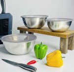 Салатник набор 3шт серебро d16/19/21см с пластиковыми крышками (24)