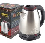 Чайник нерж.1,8л 1500Вт диск,защ б/воды,повор.360,свет.индик.цв.серебро/крас.крыш (12)