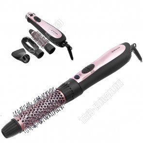 Фен-ЩЕТКА  800Вт,2ск,3нас,концентратор,термо-щетка,супер-щетка с объемн.воздушн.потоком,холод.возд,вращ.шнур,черн/розов 