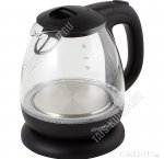 Чайник стекло 1,0л 1100Вт диск,подсвет,автооткл,защ.от перегр ЧЕРНЫЙ (8)