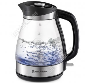 Чайник стекло 1,7л 2200Вт диск,черный (8) 