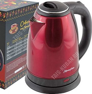 Чайник нерж.1,8л 1500Вт диск,защ б/воды,повор.360,свет.индик,цв.красный (12) 