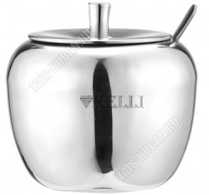 Сахарница 400мл d11 h9см с ложкой,нержавеющая сталь (24) 