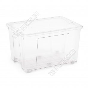 Контейнер прям. 60л с крыш, на колес (59х42 h36см) прозр (3) 