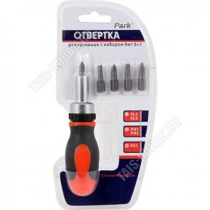 Н-р отвертка реверс.с н-р бит 5шт 25мм (PH1-PH2,SL4,SL5,PZ1) блист. 