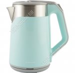 Чайник пластик+нерж. 1,8л 1500Вт диск,2-ная стенка (внутр-нерж.сталь),автооткл,защ.б/воды,мятный (12) 