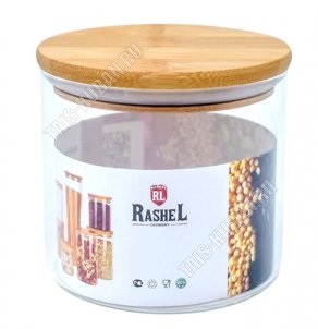 Банка с бамбуковой крышкой (цилиндр) 0,5л d8 h10см (12) 